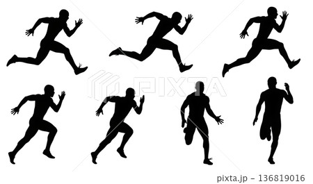Black Solid Full Leg Extension Silhouettes Set of Six on White Background Black Solid Full Leg Extension Silhouettes Set of Six on White Background 136819016