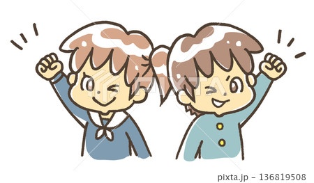 やる気あふれる 学生 セーラー服、学ラン やる気あふれる 学生 セーラー服、学ラン 136819508