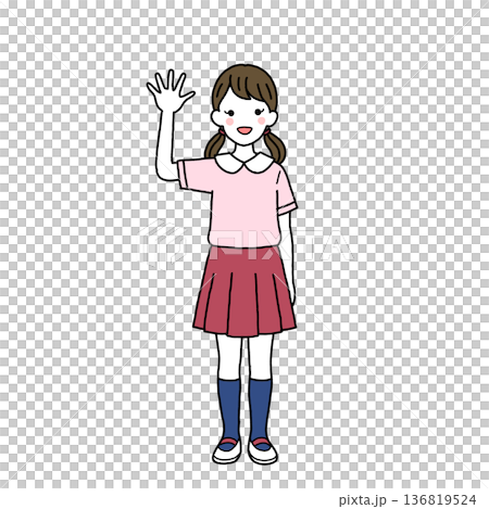 小學生揮手 136819524