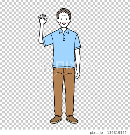 一位隨意揮手的中年男子 一位隨意揮手的中年男子 136819525