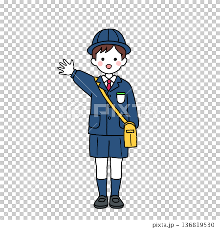 手を振る制服の幼稚園児・男の子 136819530