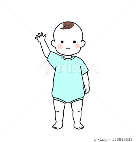 手を振る乳児・赤ちゃんの男の子 136819532