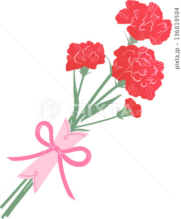 リボン付きカーネーションの母の日イラスト素材(ベクター・単体) リボン付きカーネーションの母の日イラスト素材(ベクター・単体) 136819584