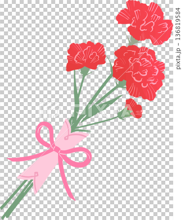 リボン付きカーネーションの母の日イラスト素材(ベクター・単体) リボン付きカーネーションの母の日イラスト素材(ベクター・単体) 136819584