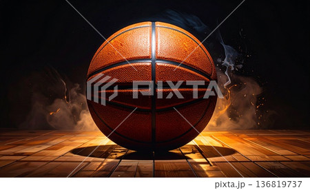 コートに置かれたバスケットボール コートに置かれたバスケットボール 136819737