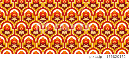 70年代 シームレスレトロモダンパターン ベクターイラスト 136820152