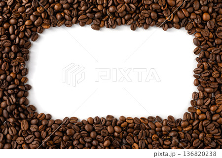 Rectangle Border Frame Made of Aromatic Coffee Beans 136820238