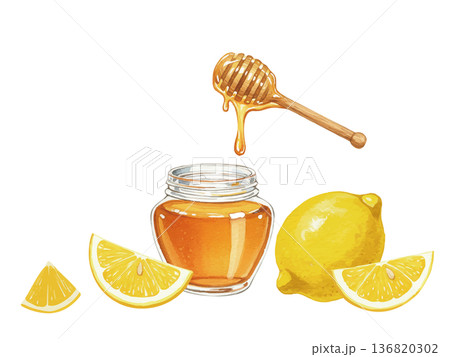 水彩風のレモンジンジャーイラスト 136820302