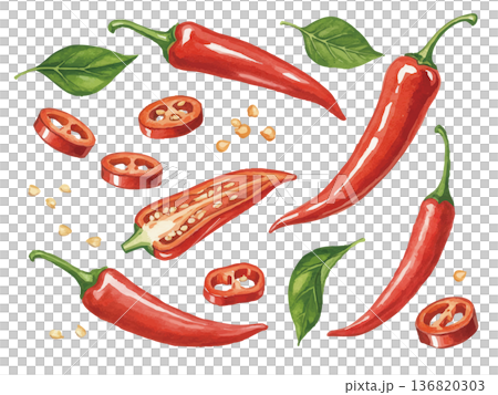 水彩風格的辣椒插圖 136820303