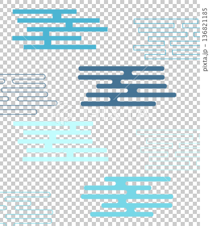 geometric clouds vector illustration, traditional chinese or japanese decorative motifs geometric clouds vector illustration, traditional chinese or japanese decorative motifs 136821185