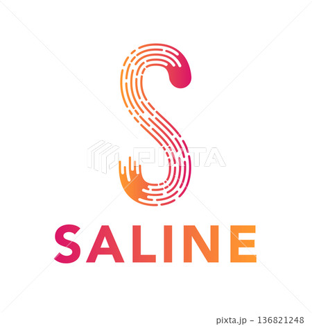 S letter logo design vector template, gradient lettering s with lines and dashes art brush effect 136821248