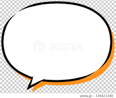 Comic book style oval speech bubble with orange shadow decoration, vector illustration Comic book style oval speech bubble with orange shadow decoration, vector illustration 136821380