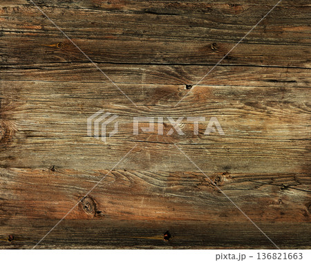 Dark brown woody plank for design. wood texture background. Colored table surface. 136821663