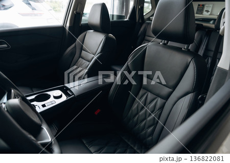 Comfortable seats. Interior of the modern car, close up view Comfortable seats. Interior of the modern car, close up view 136822081