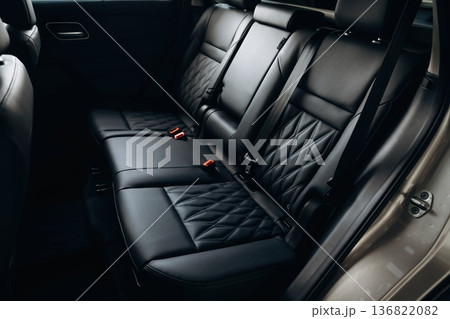 Comfortable seats. Interior of the modern car, close up view Comfortable seats. Interior of the modern car, close up view 136822082