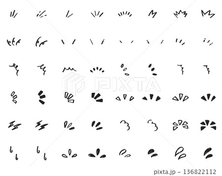 手書きの気づき・リアクションあしらいセット 黒 イラスト素材 手書きの気づき・リアクションあしらいセット 黒 イラスト素材 136822112