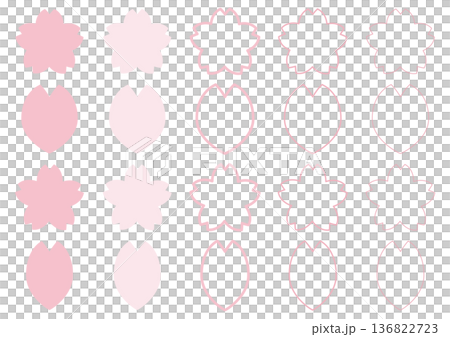 Various cherry blossom icon set, pink Various cherry blossom icon set, pink 136822723