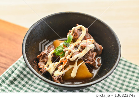 レンチン肉じゃが　マヨネーズがけ 136822748