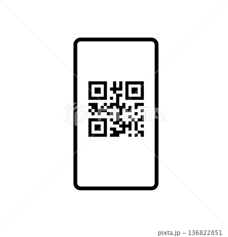 スマートフォンの画面に表示されたQRコードのベクターイラスト スマートフォンの画面に表示されたQRコードのベクターイラスト 136822851