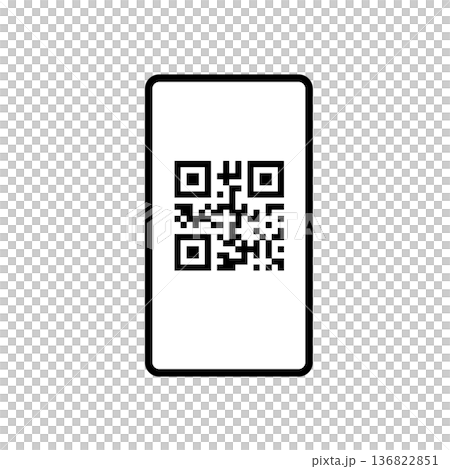 スマートフォンの画面に表示されたQRコードのベクターイラスト スマートフォンの画面に表示されたQRコードのベクターイラスト 136822851