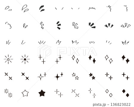 手書きのキラキラ・星・リアクション・気づきのアイコン 手書きのキラキラ・星・リアクション・気づきのアイコン 136823022