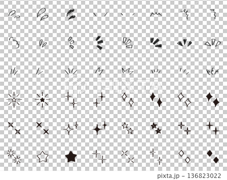手書きのキラキラ・星・リアクション・気づきのアイコン 手書きのキラキラ・星・リアクション・気づきのアイコン 136823022