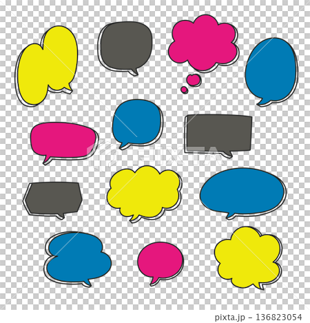 立体感のある手描き吹き出しセット【ビビット系】 136823054