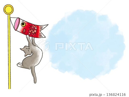 鯉のぼりと空を泳ぐ猫 鯉のぼりと空を泳ぐ猫 136824116