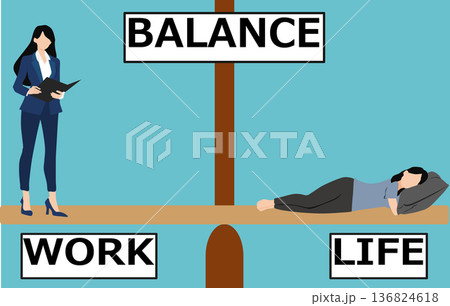 ワークライフバランスのイラスト 136824618