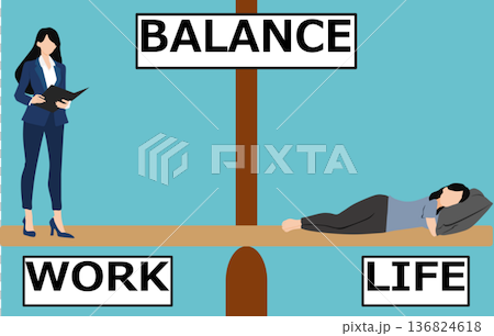 ワークライフバランスのイラスト 136824618