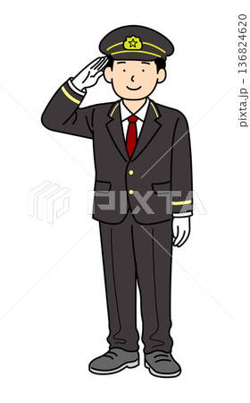 敬礼する駅員 136824620
