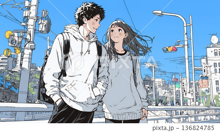 希望に満ちたライフスタイルを過ごす若いカップル：未来を見つめている