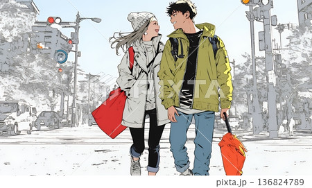 希望に満ちたライフスタイルを過ごす若いカップル：未来を見つめている