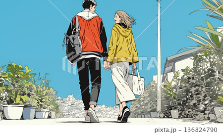 希望に満ちたライフスタイルを過ごす若いカップル：未来を見つめている