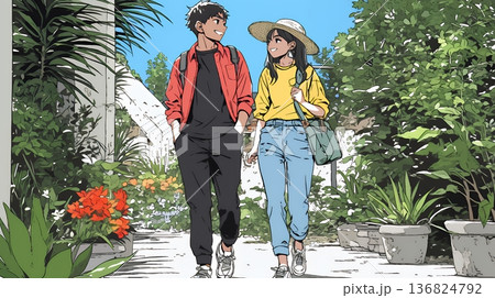 希望に満ちたライフスタイルを過ごす若いカップル：未来を見つめている