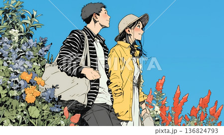 希望に満ちたライフスタイルを過ごす若いカップル：未来を見つめている