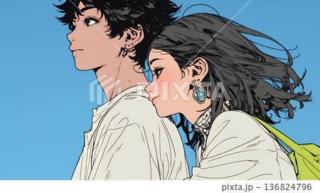 希望に満ちたライフスタイルを過ごす若いカップル：未来を見つめている