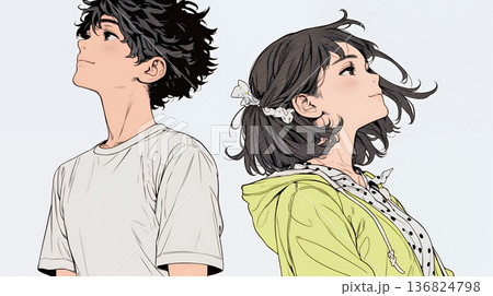 希望に満ちたライフスタイルを過ごす若いカップル：未来を見つめている