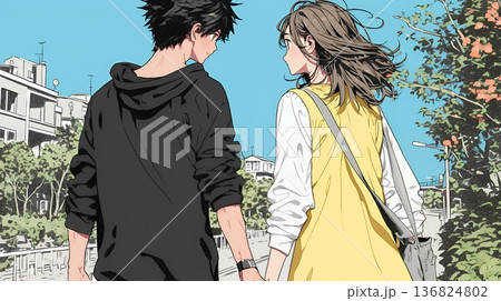 希望に満ちたライフスタイルを過ごす若いカップル：未来を見つめている