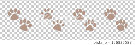 かわいい肉球のイラストセット　茶色・ベージュ・犬・猫 136825588