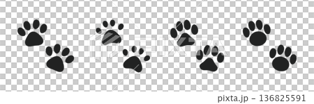 猫・犬の足跡のイラスト　かわいい肉球の素材 136825591