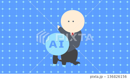 ビジネスイメージイラスト_AIに指示を出すビジネスマンのイメージ ビジネスイメージイラスト_AIに指示を出すビジネスマンのイメージ 136826156