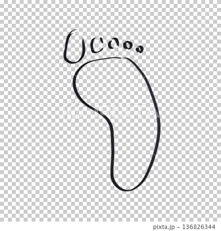 a footprint drawn with a black marker a footprint drawn with a black marker 136826344