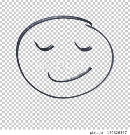 a drawing of a face with a smiling expression made with a black marker 136826367