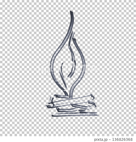 burning wood drawn with a black marker 136826368