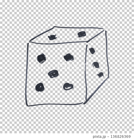 a dice drawn with a black marker a dice drawn with a black marker 136826369