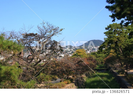 冬の夙川の向こうに見える甲山:兵庫県西宮市(横長) 冬の夙川の向こうに見える甲山:兵庫県西宮市(横長) 136826571