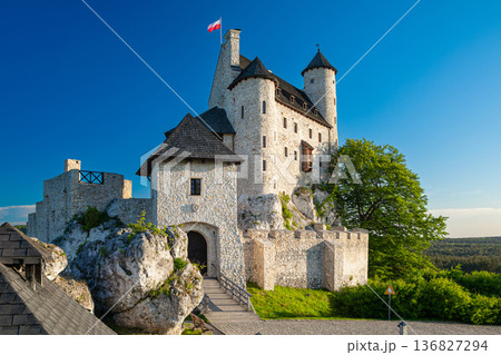 Beautiful view of Bobolice castle, Niegowa, Poland Beautiful view of Bobolice castle, Niegowa, Poland 136827294