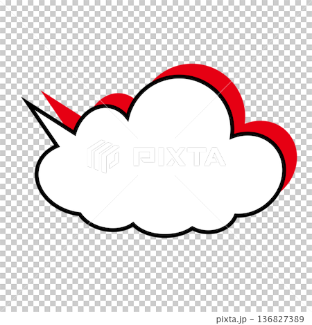 シンプルな雲型もこもこ吹き出し(白背景) シンプルな雲型もこもこ吹き出し(白背景) 136827389
