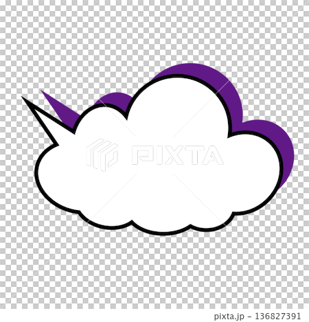 シンプルな雲型もこもこ吹き出し(白背景) シンプルな雲型もこもこ吹き出し(白背景) 136827391